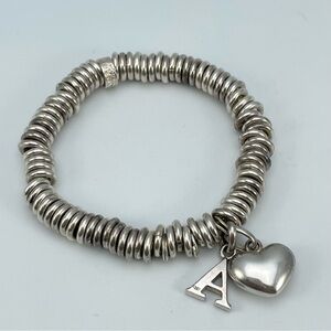 Links of London Sterling Silver Sweetie Charm Bracelet with Heart - Initial “A”